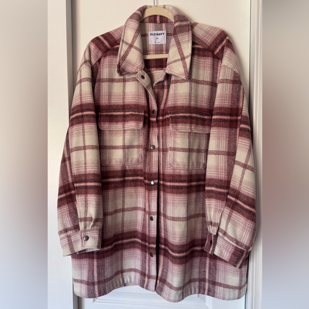 Old Navy Plaid Jacket - Red and Cream